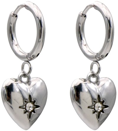 Oorbellen - RVS - hart - 3x1,2 cm