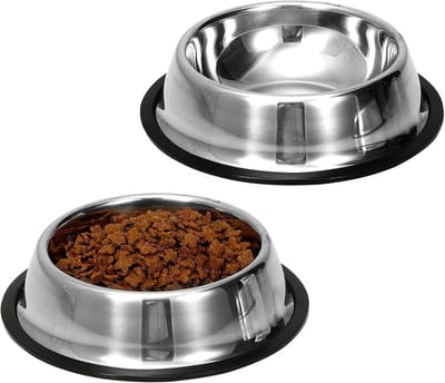 Set van 2 roestvrijstalen voerbakken met rubberen bodem, antislip en morsbestendig voor huisdieren van hoogwaardige kwaliteit voor kleine, middelgrote/grote honden en katten en meer