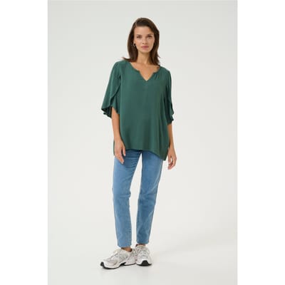 Blouse met korte mouwen Loose fit Garden Topiary green