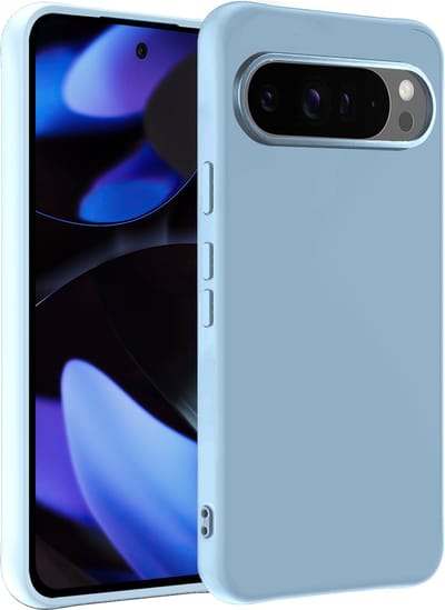 Hoesje - Geschikt voor Google Pixel 9 Pro - Sterk & Shockproof - Siliconen Case - Hoes Cover - Telefoonhoes - Lichtblauw