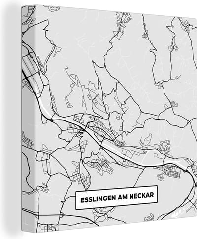 Canvas Schilderij Duitsland - Plattegrond - Esslingen Am Neckar - Kaart - Stadskaart - 20x20 cm - Wanddecoratie