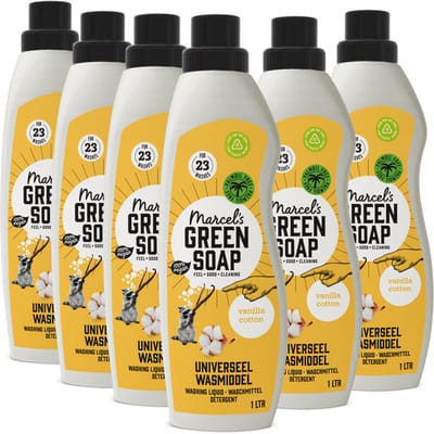 Marcel's Green Soap Universeel Wasmiddel - Vanille & Katoen - 6 x 1L - 138 wasbeurten
