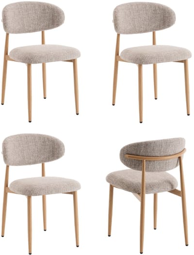 Eetkamerstoelen Celia Taupe Naturel Santi Set van 4