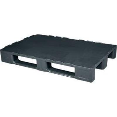 Pallet voor zwaar gebruik FP-HDK1208S, max. belasting 5000/1250/500 kg, gesloten bovendek, 3 loopwagens, L 1200 x B 800 x H 155 mm, gerecycleerd HDPE, 5 stuks