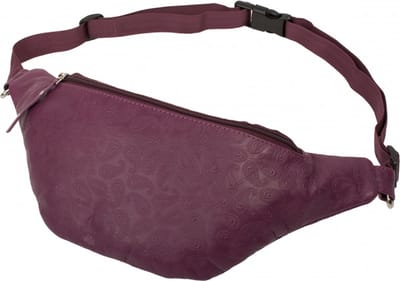 Rojafit - Heuptas - Leer - met reliëf in Paisley patroon - Paars - Afmeting ca. 38 x 8 x 15 cm.