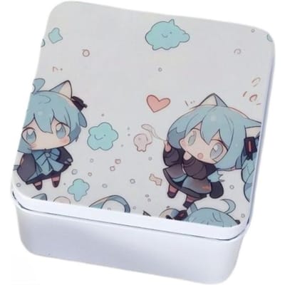 Ingenieus Hatsune Miku Perifere Vierkante Kleine IJzeren Doosjes Opbergdoos Schattig Cartoon Meisje Elastiekje Draagbare Mini Opbergdoos Cadeau