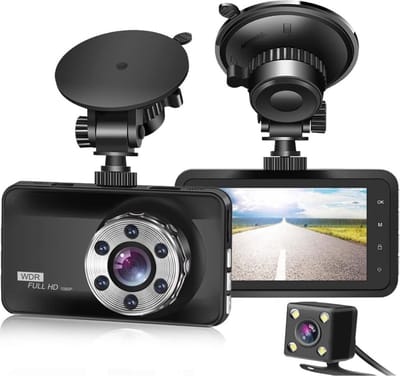 Thuys – Dashcam Voor Auto Voor En Achter – Draadloos – Full HD Gps – 4 x 9 x 6cm – Zwart