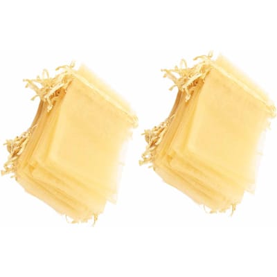 100 STUKS Organza Zakjes 10x15cm Transparante Trekkoord Cadeauzakjes Mesh Draagbare Sieradenzakjes Sieraden goud