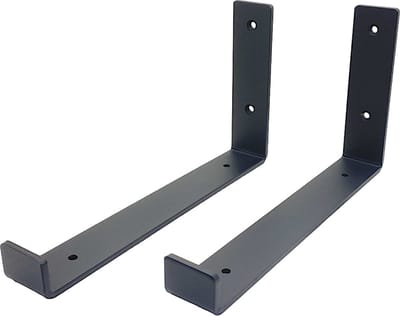 Maison DAM - Plankdragers L vorm up - Wandsteunen – Voor een plank 25cm – Mat zwart - Incl. bevestigingsmateriaal + schroefbit