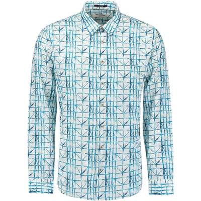 No Excess Shirt Allover Printed With Linen Seablue Größe: XL | Casual hemden Outlet | Herren | Weiß