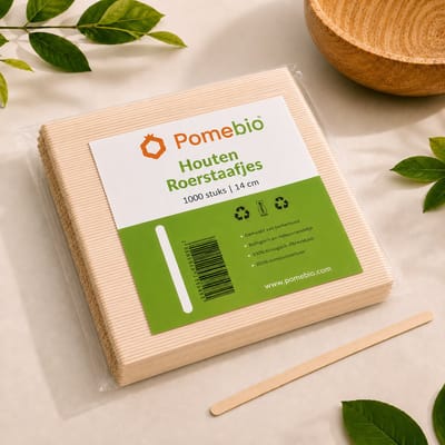 Pomebio houten roerstaafjes - 14 cm - 1000 stuks