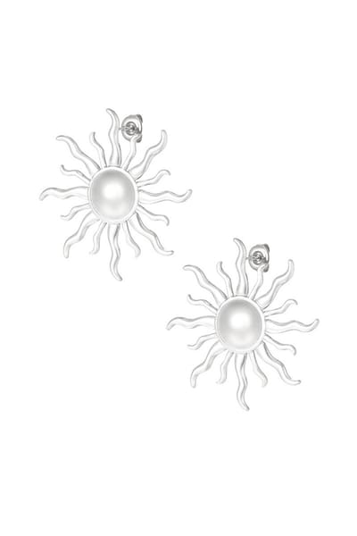 Bijoutheek Oorknoppen Wavy Sun Zilver