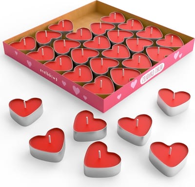 50 Rode Hartvormige Tealights voor Bruiloften, Valentijnsdag, Decoraties en Feesten - Romantisch en Geurloos (3.8cm)