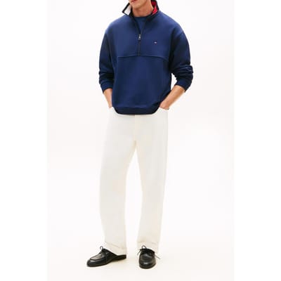Tommy Hilfiger Flag 1/4 Zip Carbon Navy Größe: S | Pullover Outlet | Herren | Blau