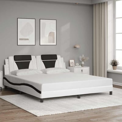 vidaXL - Bedframe - "Viana" - zonder - matras - kunstleer - wit - en - zwart - 180x200 - cm