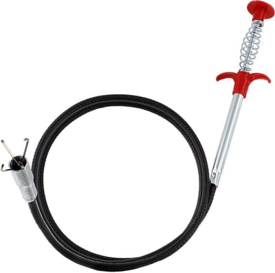 TOVBMUP Roorreinigingsgolf - 90 cm Telescopische Afvoerreiniger - Flexibele Krallengreifer met Drukknop - Geschikt voor Keuken en Badkamer - Duurzaam Staal Draad - Comfortabele Grip voor Efficiënt Gebruik