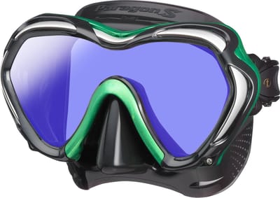 TUSA Paragon S – Premium duikmasker met single lens, hoge weerstand, CrystalView-lens met UV420 en antireflecterende behandeling, helder zicht en comfortabel draagcomfort – Zwart/Energy Green – M1007SQB EGA