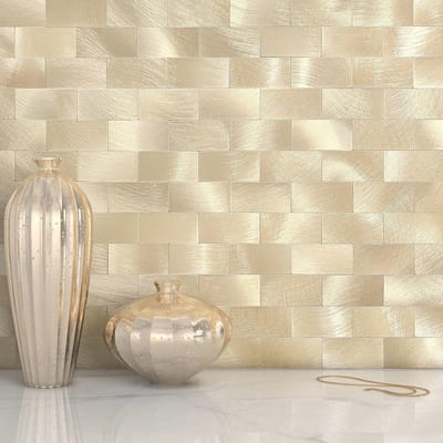 Zelfklevende Metalen Backsplash Tegels voor Keuken - Champagne Goud - 10 Tegels