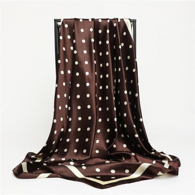 Vierkante Sjaal met Stippenprint voor Dames Zijden Sjaal Nekdoek Vrouwelijke Haarbanden Hoofddoeken Hoofdband Foulard Satijnen Hijab Bandana 90x90cm black
