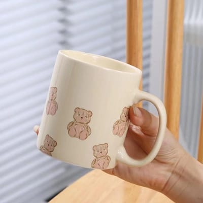Crème Beer Keramische Kop Mok Cartoon Mannen en Vrouwen Koppels Kop Kantoor Koffie Ontbijtkop Vakantie Cadeau Kop 301-400ml