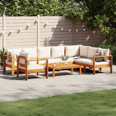 vidaXL - 6-delige - Loungeset - met - kussens - massief - acaciahout