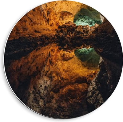 KuijsFotoprint - Schilderij - Gekleurde Grot Met Water - Blauw En Bruin - 40 X 40 Cm