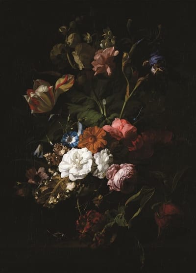 Bloemen Rijstpapier - Decoupage Papier - Meubels Versieren - Duurzaam Gemaakt - 30x40 cm - Donker
