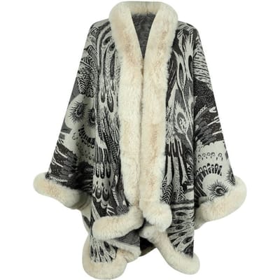 Dames Winter Pauwbloem Gebreide Cape Vrouwelijke Verdikte Warme Sjaal One size abrikoos