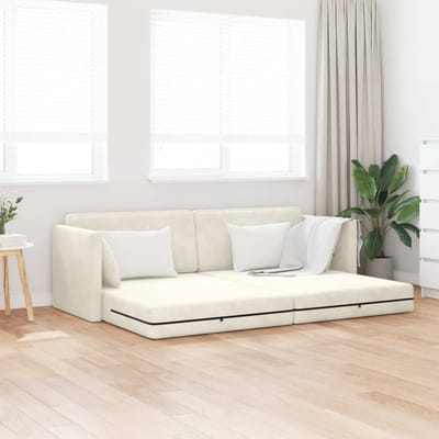 vidaXL - Vloerslaapbank - Crème - 213 - x - 70 - x - 77 - cm - Fluweel