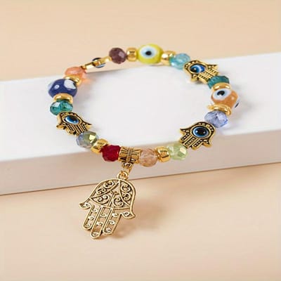 Bracelet Œil Couple Œil Bleu Paume Œil de Démon Bracelet Couple pour Femmes Bijoux white