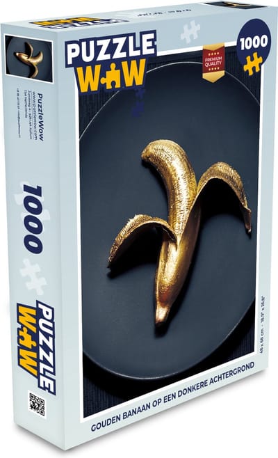 Puzzel Gouden banaan op een donkere achtergrond - Legpuzzel - Puzzel 1000 stukjes volwassenen