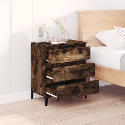 vidaXL - Dressoir - 60x35x70 - cm - bewerkt - hout - gerookt - eikenkleurig
