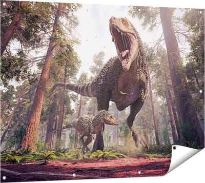 Gards Tuinposter Tyrannosaurus Rex Dinosaurus - T-Rex - 120x90 cm - Tuindoek - Tuindecoratie - Wanddecoratie buiten - Tuinschilderij