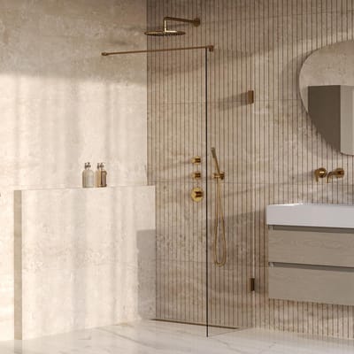 Brauer Void - Inloopdouche - Helder Glas - 60 x 200 cm - incl. Glascoating - PVD Goud Geborsteld