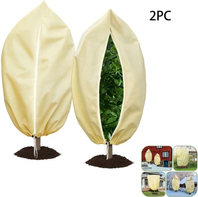 2-Stuks Plantenkoudehoes - Plantenbeschermingshoes - Tuin antivrieszak - Vorstbeschermingshoes - Insectenbeschermingshoes - Ritssluiting - Afmeting 80x120cm - Geschikt voor bomen, planten en potplanten in de buitentuin - Geel
