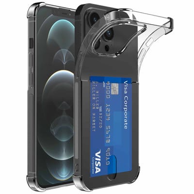 Geschikt voor iphone 12 Pro Max Telefoonhoesje met Pasjeshouder Shockproof - Cardslot Back Cover Case Anti-Shock - Telefoonhoesje met Kaarthouder Transparant Doorzichtig - ProtX