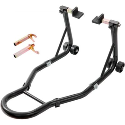 VEVOR Motorfietsstandaardset, draagvermogen 0,39 t, U-type + L-type, 225–350 mm / 230–330 mm achterste montagestandaard, motorfietslift, montagelift, met vier zwenkwielen