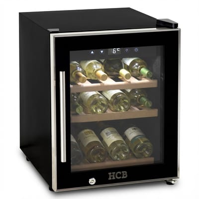 HCB® - Professionele luxe Wijnkoelkast voor 12 flessen - Wijnklimaatkast met houten lades - Vrijstaand wijn koelkast - Klimaatkast - Wijnkast - Wijnfrigo koeler - 22.3 kg - Frigo - 6808