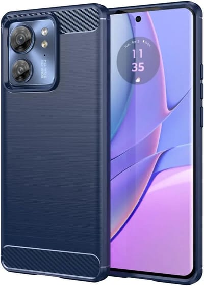 Geborsteld TPU Hoesje Geschikt voor Motorola Edge 40 | Beschermhoes | Back Cover | Flexibel TPU | Stijlvol Carbon | Dun | Blauw