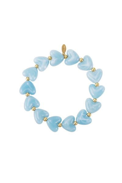 Elastieken hartjes kralenarmband - Babyblauw