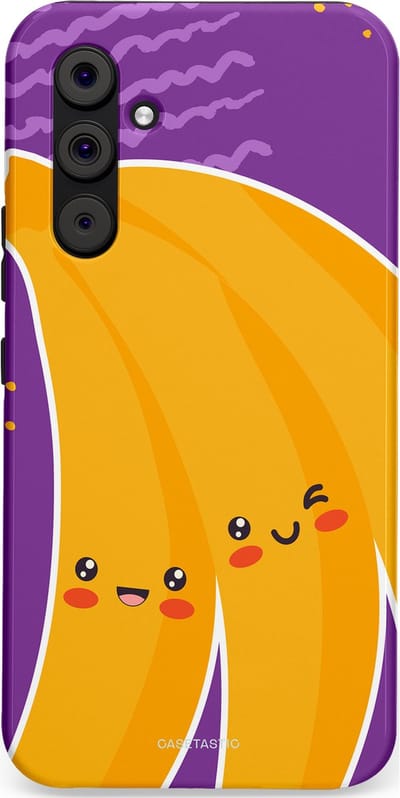 Casetastic hoesje geschikt voor Samsung Galaxy A54 (2023) 5G - Dubbellaagse bescherming - Blije Banaan - Fashion Case - Lavendel Geel