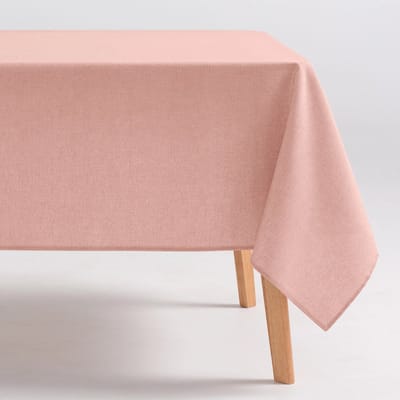 GAMUSI - GAMUSI INDIRA Tafelkleed - Vlekbestendig - Effen Design - 70% Katoen / 30% Polyester- 140 x 100 cm - Zalm - Tafellaken met Vlekwerende Coating - Landelijke Stijl