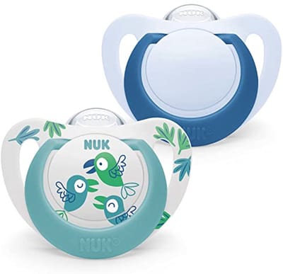 Baby Fopspeen 6-18 Maanden BPA Vrij Silicone 2 Stuks Blauwe Vogels