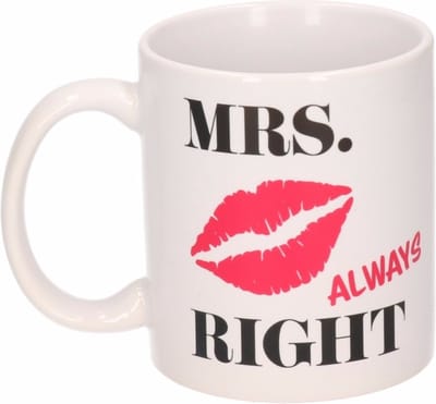 Mrs Alway Right mok / beker 300 ml - Valentijn cadeau