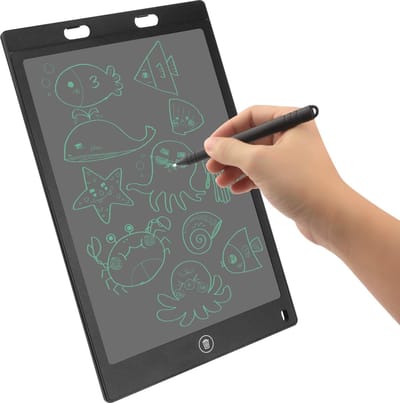 Buxibo - Kids 12 Inch Elektronische Schrijf- en Tekentablet - Uitwisbaar - Kindertablet - Educatief Speelgoed - Jongens en Meisje - Inclusief Accessoire - Zwart