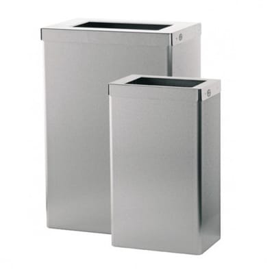 SanTRAL® Classic EBU 50 E Steel Touch (ST), afvalbak, 50 liter, gepolijst roestvrij staal, met anti-vingerafdrukcoating, afvalbak met open bovenzijde en uitneembaar inwerpframe, met zakhouder, vrijstaand en voor wandmontage