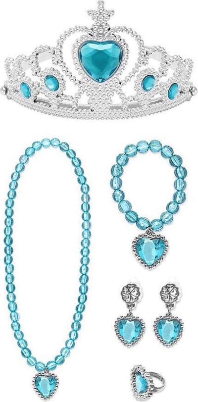 Het Betere Merk speelgoed meisje - kroon/tiara voor bij prinsessenjurk meisje - juwelenset - prinsessen accessoireset