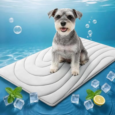 Ulisem - Koelmat voor huisdieren - 51x41 cm - Zelfkoelend - Antislip - Wasmachine bestendig - Herbruikbaar - Voor honden en katten - Voor bench en auto - Indoors en buitenshuis - Zomer - Grijs