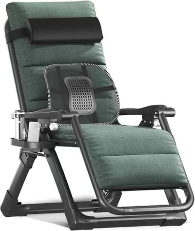 Zero Gravity Stoel, inklapbaar ligbed met kussen en kussen, verstelbare ligstoel voor tuin, gazon, camping, strand