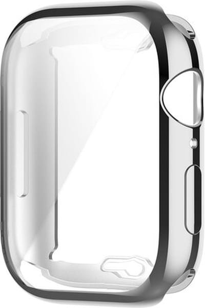 By Qubix - Siliconen case (volledig beschermd) 41mm - Zilver - Geschikt voor Apple watch 41mm hoesje - screenprotector - Bescherming iWatch - Bescherm hoesje